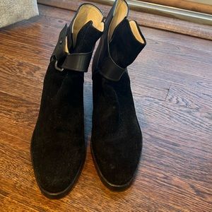 Black suede and leather booties